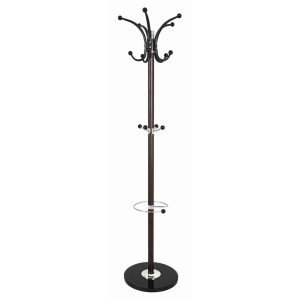 Garderobenständer, Chrom, Dunkelbraun, Metall, Stein, 37x171x37 cm, integrierter Schirmständer, Garderobe, Garderobenständer