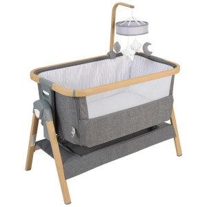 Jimmylee Beistellbett Elegance, Natur, Dunkelgrau, Metall, Kunststoff, Textil, 54x69-81x102 cm, SGS-geprüft, Reißverschluss, Bezug abnehmbar,