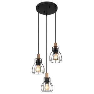 Globo Hängeleuchte, Schwarz, Dunkelbraun, Holz, Metall, Kugel,Kugel, 35.5x120x35.5 cm, CE, höhenverstellbar, Lampen & Leuchten, Innenbeleuchtung,