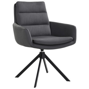 Dieter Knoll Collection Dieter Knoll Armlehnstuhl, Schwarz, Metall, Leder, Echtleder, Rindleder, Füllung: Polyetherschaumkern, A-Form, 62.5x86.5x66.5