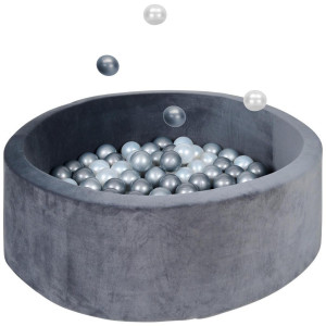 My Baby Lou Bällebad, Grau, Silber, Türkis, Perlmutt, Kunststoff, Textil, 30 cm, EN 71, Spielzeug, Kinderspielzeug, Bällebad