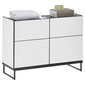 Mid.you Waschbeckenunterschrank, Schwarz, Weiß, Metall, 80x59.4x31 cm, Made in EU, stehend, Badezimmer, Badezimmerschränke, Waschbeckenunterschränke