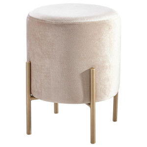 Ambia Home Hocker, Gold, Beige, Metall, Textil, rund, 35x42x35 cm, Wohnzimmer, Hocker, Sitzhocker