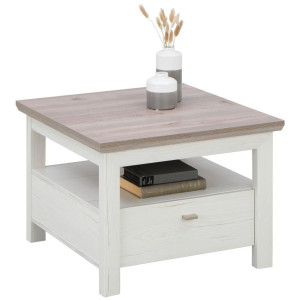 Hom´in Hom`in Beistelltisch, Grau, Weiß, Holzwerkstoff, 2 Schublade(n) Schubladen, quadratisch, eckig, 65x46.6x65 cm, Stauraum, offenes Fach,
