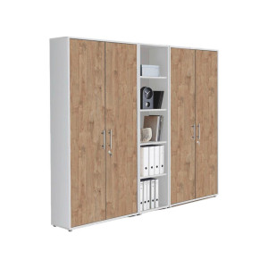 Mid.you Aktenschrank Office Edition - SW Set 10, Weiß, Eiche, Holzwerkstoff, 12 Fächer, 212.9x185.6x33 cm, erweiterbar, in verschiedenen Größen