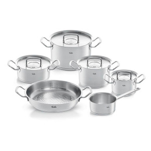 Fissler Kochtopfset Profi Collection, Silber, Metall, 6-teilig, 24 cm,20 cm,16 cm, 5 L,3 L,1.5 L,1 L, Messskala, backofengeeignet, breiter Schüttrand,