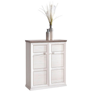 Hom´in Hom`in Schuhschrank, Grau, Weiß, Holzwerkstoff, 4 Fächer, 90.2x108.5x38.5 cm, Beimöbel erhältlich, Garderobe, Schuhaufbewahrung, Schuhschränke