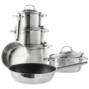 Rösle Kochtopfset Elegance, Edelstahl, Metall, 6-teilig, 16 cm,20 cm,16 cm, 2,8 L,1 L, 37x25.6x61.2 cm, Kochen, Töpfe, Topfsets