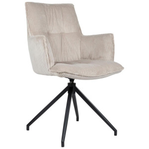 Novel Armlehnstuhl, Schwarz, Taupe, Metall, Textil, Drehkreuz, 59x89.5x63 cm, Sitzfläche 360° drehbar, inklusive Armlehnen, automatische