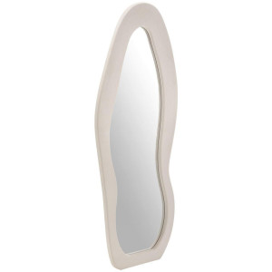 Mid.you Wandspiegel, Beige, Glas, Textil, Holzwerkstoff, oval, 60x150x4 cm, Ganzkörperspiegel, Spiegel, Wandspiegel
