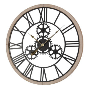 Ambia Home Wanduhr, Schwarz, Nussbaum, Holz, Metall, Tanne, RoHS, Handmade Quality, Dekoration, Uhren, Wanduhren