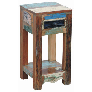 Landscape Beistelltisch, Mehrfarbig, Holz, Altholz, 1 Schublade(n) Schubladen, quadratisch, eckig, 30x60x30 cm, ISO 9001, Holzmöbel, Holztische,