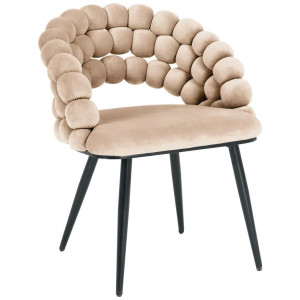 Novel Armlehnstuhl, Beige, Schwarz, Metall, Textil, Rundrohr, 58x80x62 cm, Stoffauswahl, Esszimmer, Stühle, Esszimmerstühle, Armlehnenstühle