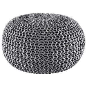 Linea Natura Pouf, Grau, Textil, Uni, Füllung: Styroporkugeln, 55x55x35 cm, AZO-frei, Indoor, Wohnzimmer, Hocker, Poufs