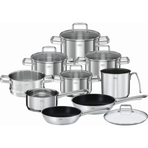Rösle Kochtopfset Moments, Edelstahl, Metall, 10-teilig, 16 cm, 1,7L / 2,9L / 5,9L L,2,2 L, 35x38x64 cm, backofengeeignet, breiter