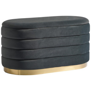 Mid.you Hocker, Dunkelgrau, Metall, Textil, oval, 80x42x42 cm, Stauraum, Wohnzimmer, Hocker, Sitzhocker