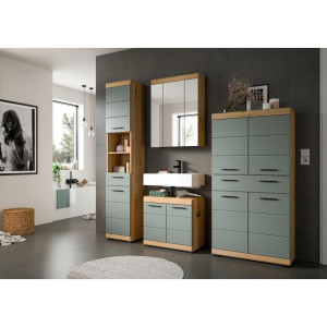 Mid.you Badezimmer, Eiche Artisan, Kunststoff, 4-teilig, 12 Fächer, 2 Schublade(n) Schubladen, 191 cm, Badezimmer, Badmöbelsets & Badmöbelserien,