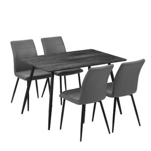 Mid.you Tischgruppe, Grau, Schwarz, Metall, Textil, rechteckig, konisch, Esszimmer, Tische, Esstische