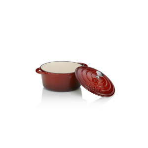 Kela Bräter Calido, Rot, Beige, Metall, 2.5 L, rund, 10 cm, Deckel hitzebeständig, Kochen, Töpfe, Bräter
