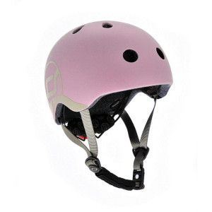 Scoot and Ride Kinderhelm Safety Helmet, Rosa, Hellgrau, Kunststoff, Textil, Gr. Xxs-S, RoHS, Magnetverschluss, sehr leicht, stabil, mit LED-Licht,