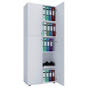 Mid.you Aktenschrank, Weiß, Kunststoff, Holzwerkstoff, 3 Fächer, 70x182x37 cm, Arbeitszimmer, Aktenschränke