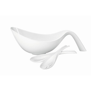 Villeroy & Boch Salatset Flow, Weiß, Keramik, 3-teilig, 27x16x43 cm, Essen & Trinken, Geschirr, Schalen & Schüsseln, Salatschüsseln
