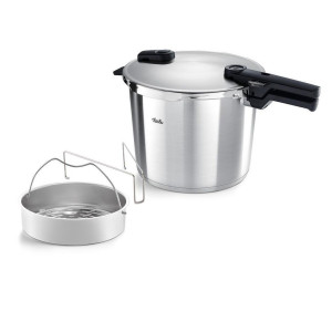 Fissler Schnellkochtopf Vitaquick® Premium satiniert, Silber, Edelstahl, Metall, 10.0 L, Handmade in Germany, Druckregelventil, Sicherheitsventil,