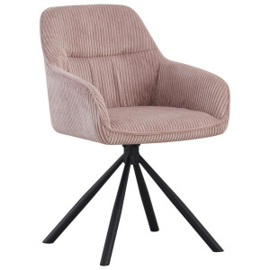 Carryhome Armlehnstuhl, Rosa, Schwarz, Metall, Textil, Drehkreuz, 56x83x62 cm, Stoffauswahl, Sitzfläche 360° drehbar, inklusive Armlehnen, Esszimmer,