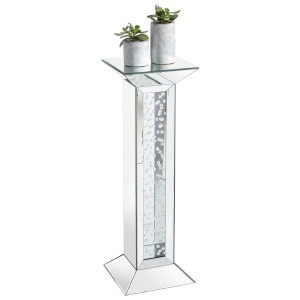 Xora Dekosäule, Silber, Glas, Holzwerkstoff, 30.5x89x30.5 cm, Dekoration, Skulpturen & Dekoobjekte, Dekoobjekte