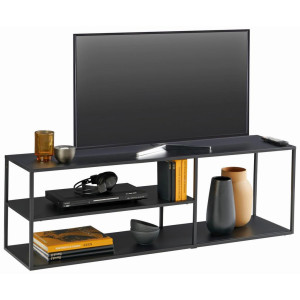 Carryhome Tv-Element, Schwarz, Metall, 1 Fächer, 140x45x35 cm, Wohnzimmer, TV Möbel, TV-Racks