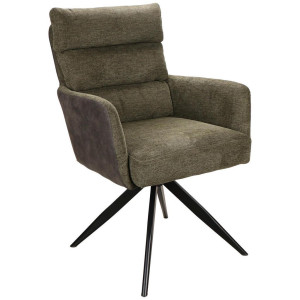 Novel Armlehnstuhl, Anthrazit, Grün, Schwarz, Metall, Textil, Füllung: Schaumstoff, konisch, 60x93x68 cm, Sitzfläche 360° drehbar, Esszimmer, Stühle,