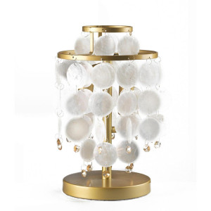Tischleuchte, Gold, Perlmutt, Metall, Naturmaterialien, rund,rund, 20x36x20 cm, Eec, ohne Chemie, Lampen & Leuchten, Innenbeleuchtung, Tischlampen,