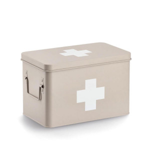 Zeller Present Medizinbox, Beige, Metall, 5 Fächer, 32x20x21 cm, Tragegriff, Deckel abnehmbar, Freizeit, Wellness, Körperpflege