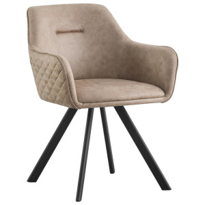 Hom´in Hom`in Armlehnstuhl, Schwarz, Beige, Metall, Textil, eckig, 58.5x78.5x60 cm, Stoffauswahl, Sitzfläche 180° drehbar, Esszimmer, Stühle,