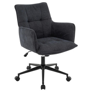Novel Drehstuhl, Anthrazit, Schwarz, Metall, Textil, Drehkreuz, 57x84-92x64 cm, Sitzfläche 360° drehbar, Arbeitszimmer, Bürostühle, Drehstühle