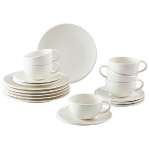Villeroy & Boch Kaffeeservice New Moon, Weiß, Keramik, 18-teilig, robust, Essen & Trinken, Geschirr, Geschirr-Sets, Kaffeeservice