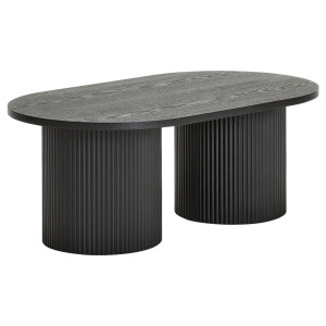 Livetastic Couchtisch, Schwarz, Holz, Holzwerkstoff, Eiche, Pappel, furniert, oval, rund, 70x45x120 cm, Wohnzimmer, Wohnzimmertische, Couchtische