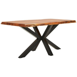 Landscape Esstisch, Natur, Schwarz, Holz, Metall, Akazie, massiv, Holz, rechteckig, X-Form, 90x76x160 cm, Variantenauswahl, Holzmöbel, Holztische,
