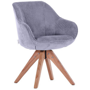 Armlehnstuhl, Hellgrau, Textil, Eiche, massiv, eckig, 60x83x65 cm, Stoffauswahl, Sitzfläche 360° drehbar, Esszimmer, Stühle, Esszimmerstühle,
