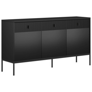 Boxxx Sideboard Maggiore, Schwarz, Metall, 3 Fächer, 3 Schublade(n) Schubladen, 154.5x82.6x39 cm, Typenauswahl, Beimöbel erhältlich, stehend,
