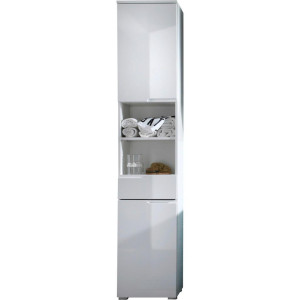 Xora Hochschrank, Weiß, Kunststoff, 3 Fächer, 1 Schublade(n) Schubladen, 40x199x32 cm, Made in EU, Badezimmer, Badezimmerschränke, Hochschränke