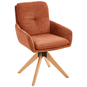 Livetastic Armlehnstuhl, Rost, Holz, Metall, Textil, Eiche, massiv, Füllung: Schaumstoff, konisch, 58x91x63.5 cm, Sitzfläche 360° drehbar, Esszimmer,