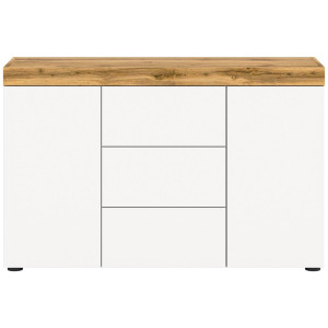Mid.you Sideboard Sugar, Eiche Wotan, Weiß, Holzwerkstoff, 2 Fächer, 3 Schublade(n) Schubladen, 125x80x37 cm, FSC Mix, Wohnzimmer, Kommoden &