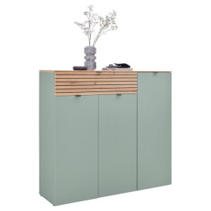 Voleo Schuhschrank, Grün, Eiche Artisan, Holzwerkstoff, 7 Fächer, 1 Schublade(n) Schubladen, 136x125x41 cm, Typenauswahl, Beimöbel erhältlich,