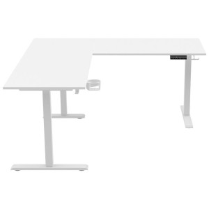 Carryhome Eckschreibtisch, Weiß, Metall, Kunststoff, Holzwerkstoff, rechteckig, eckig, Kufe, 160x72-117x160 cm, höhenverstellbar, Arbeitszimmer,