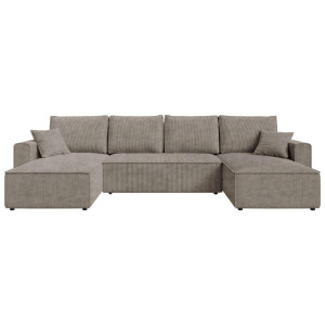 Carryhome Wohnlandschaft, Taupe, Kunststoff, 6-Sitzer, Füllung: Schaumstoffflocken,Schaumstoffflocken, U-Form, 305x140 cm, Liegefunktion, Schlafen auf