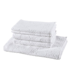 JOOP! Frottierset UNI Cornflower, Weiß, Textil, 5-teilig, Abstraktes, Oeko-Tex® Standard 100, saugfähig, Aufhängeschlaufe, strapazierfähig, angenehm