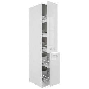 FlexWell Apothekerschrank, Weiß, Weiß Hochglanz, Holzwerkstoff, einzeln stellbar, 30x200x57 cm, Made in Germany, individuell planbar, Küchen,