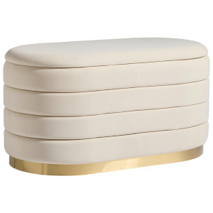 Mid.you Hocker, Beige, Metall, Textil, oval, 80x42x42 cm, Stauraum, Wohnzimmer, Hocker, Sitzhocker