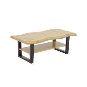 Boxxx Couchtisch, Schwarz, Wildeiche, Metall, Holzwerkstoff, Holzoptik, rechteckig, Kufe, U-Form, 60x42x110 cm, Wohnzimmer, Wohnzimmertische,